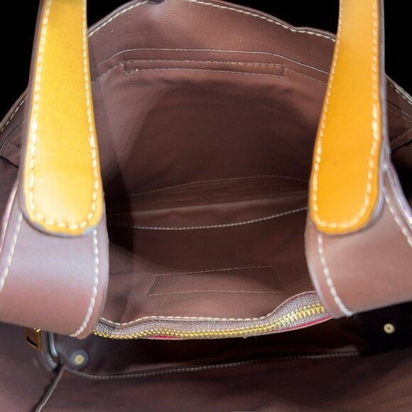 Sharif Legacy Vintage Signature Leather Floral Satchel Everyday Tote Bag - Picture 13 of 16